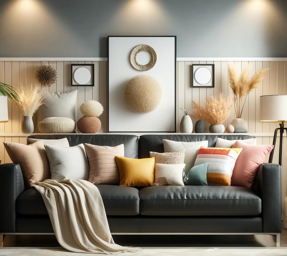 Ideas to Add Brightness to a Dark Leather Sofa